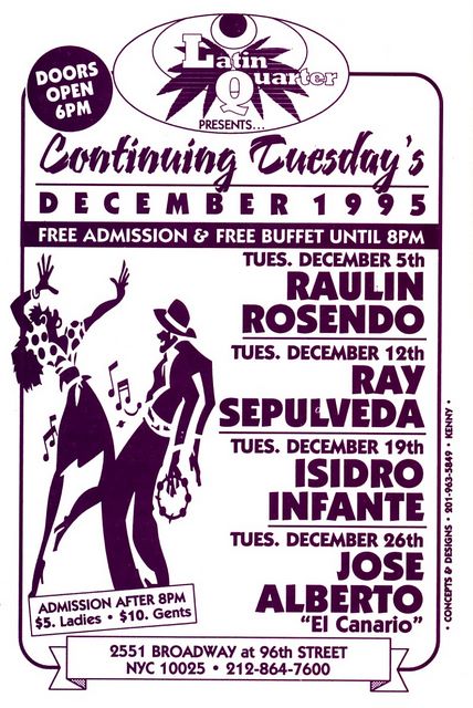 Latin Quarter Flyer - Dec 1995 - New York City