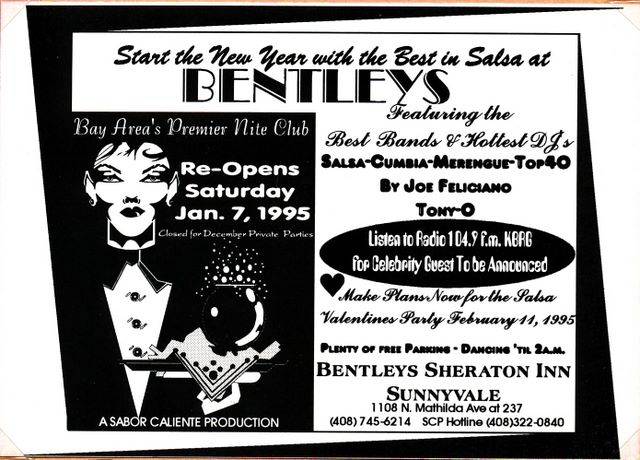 Flyer for Sheraton Salsa in Sunnyvale, 1995