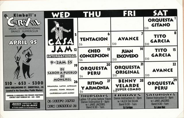 Kimball's Carnival Calendar - April 1995