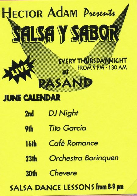 Pasand Flyer - from Hector Adam. Romance was name before Avance. Hector fired me a few months later for not being Latino enough!