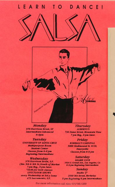 Alex da Silva flyer and class schedule - 1994