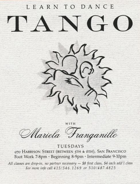 Tango Flyer from Mariela Franganillo - who also was Alex da Silva's partner for salsa in 1994