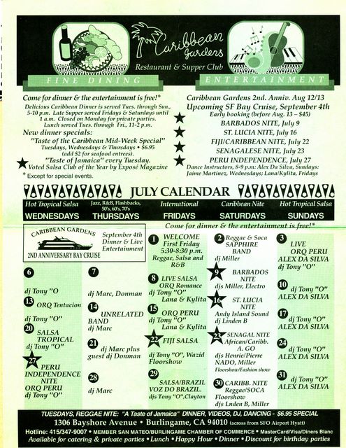Caribbean Garden's Flyer/Calendar 1994