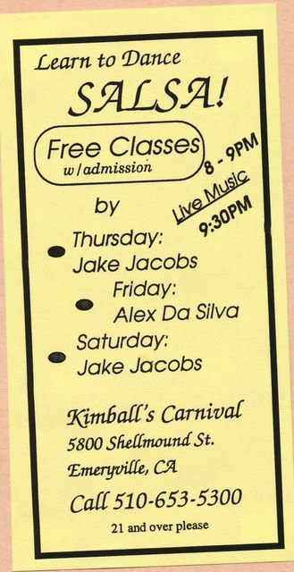Jake's flyer for Kimball's classes.. circa 1995