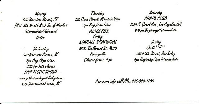 Back of Alex da Silva business card - circa 1997