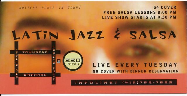 Tuesday Salsa Flyer (back) for 330 Ritch - circa 1995