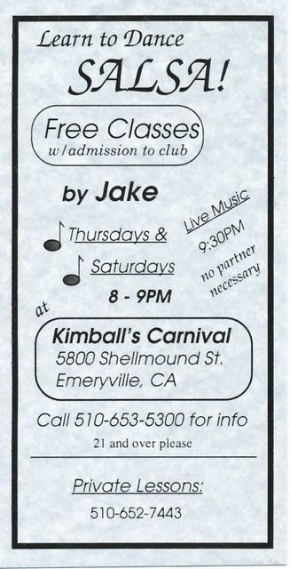 Jake's Flyer for classes - circa 1996