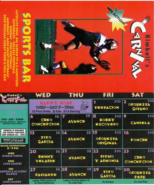 Kimball's Carnival calendar - Sept 1995 (both sides)