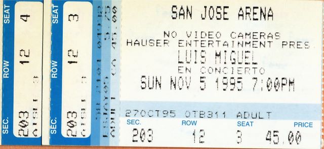 Luis Migues ticket stub - Nov 1995