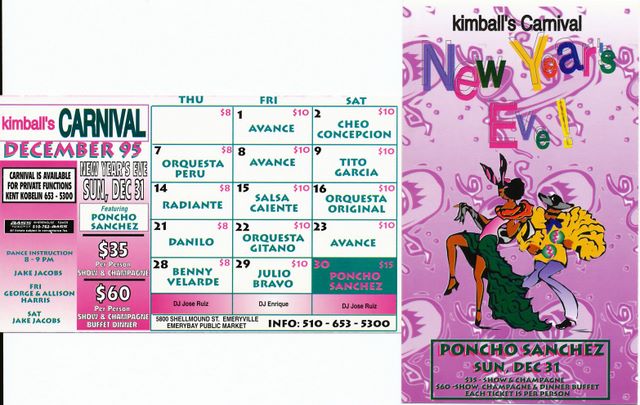 Kimball's Carnival Emeryville calendar - Dec 1995
