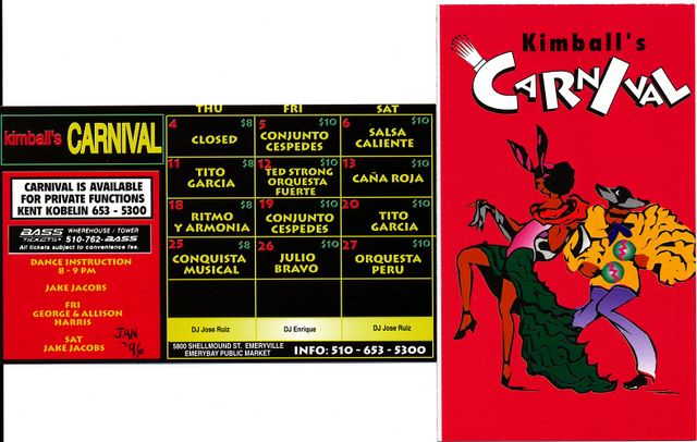 Kimball's Carnival calendar - Jan 1996