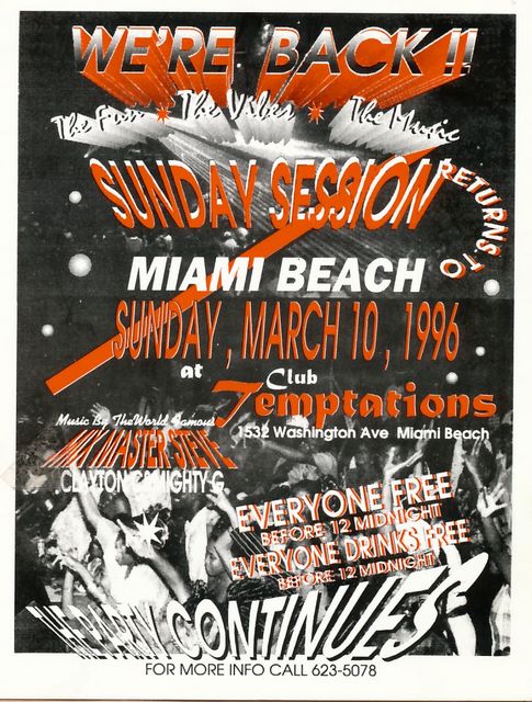 Club Temptations flyer in March 1996