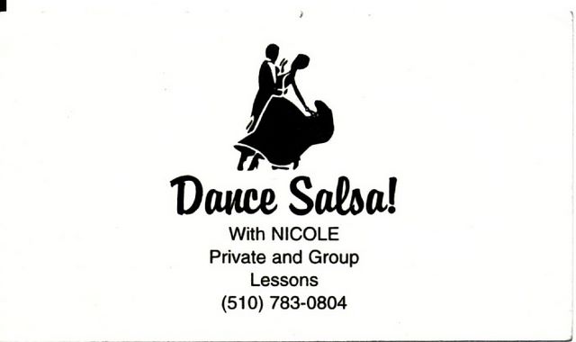 Nicole's business card, East Bay, CA 1996