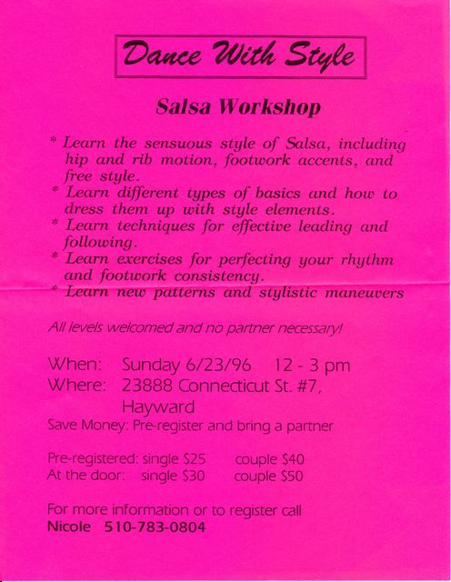 Nicole's workshop Flyer - June 96