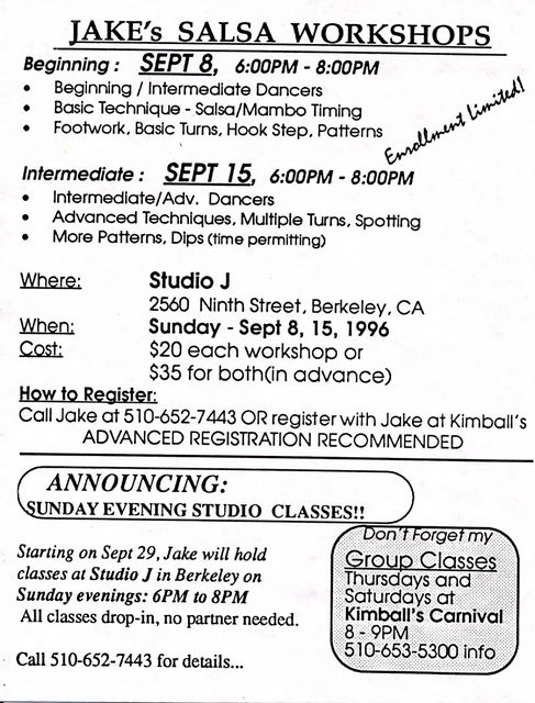 Jake's 4th Salsa Workshop - Sept 1996