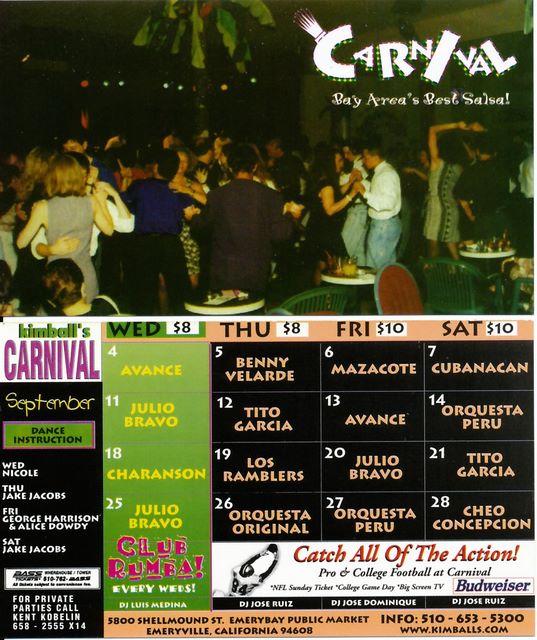 Kimball's Carnival calendar - September 1996