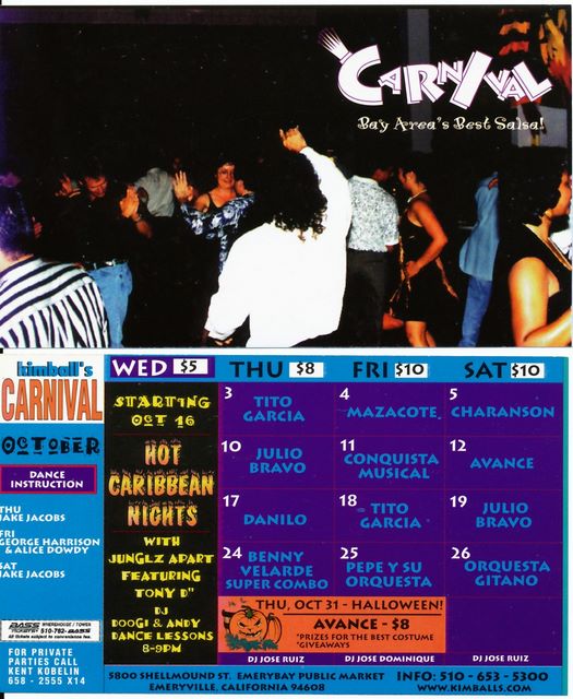 Kimball's Carnival calendar - October 1996