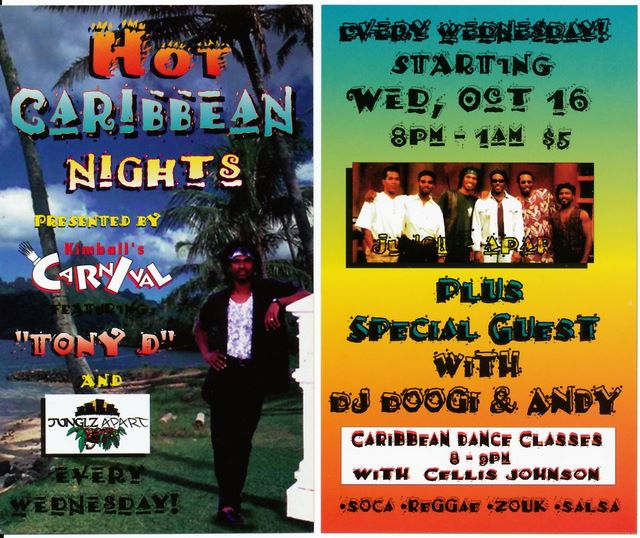 Kimball's switches to Caribbean nights on Wednesdays - yet another try!  Oct 1996