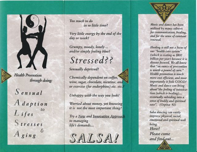 Indra's Sensual Adaption to Life Stresses and Aging (SALSA) class flyer!