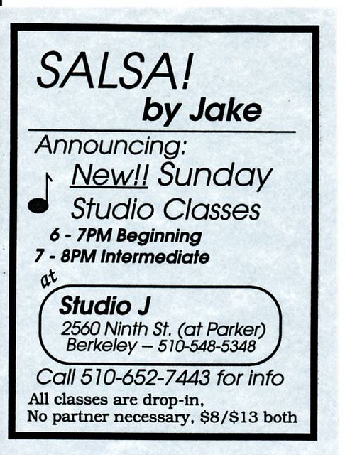 Studio J classes announcement flyer - Jake 1996 (Now The Beat)
