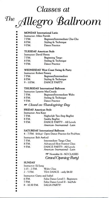 Allegro class listing Nov 1996
