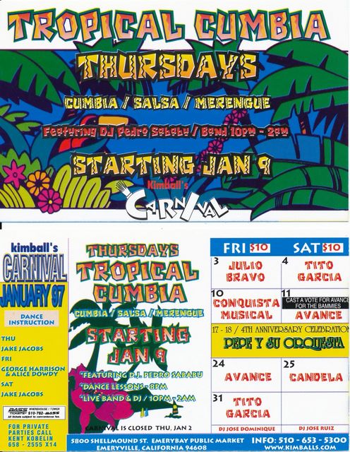 Kimball's Carnival calendar - Jan 1997 - Cumbia begins to crash and burn