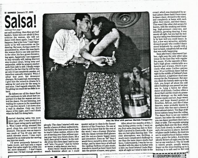 Express article continues - pictured are Alex da Silva and Mariella at Sol y Luna