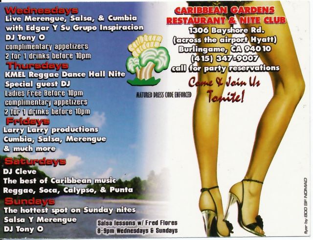 Caribbean Garden's Flyer (back)  - Now Fab Fred gives it a shot teaching dance!