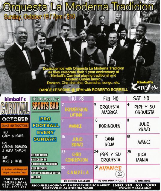 Kimball's Carnival Calendar - October 1997