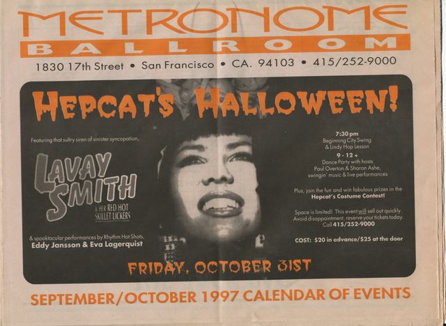 Metronome flyer Fall 1997 showing Jake's workshop inside.